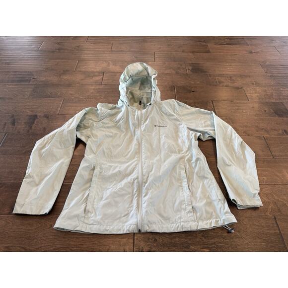 Columbia Womens Mint Green Windbreaker Full Zip Raincoat Jacket Size XL WL0127 - Picture 2 of 9
